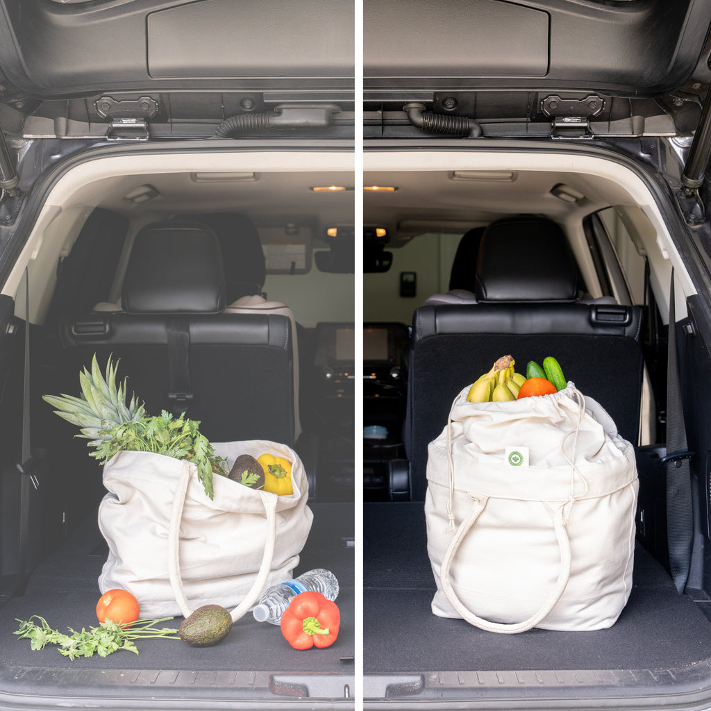 Canvas Grocery Tote with Drawstring — Organic Cotton, 70 lb Capacity