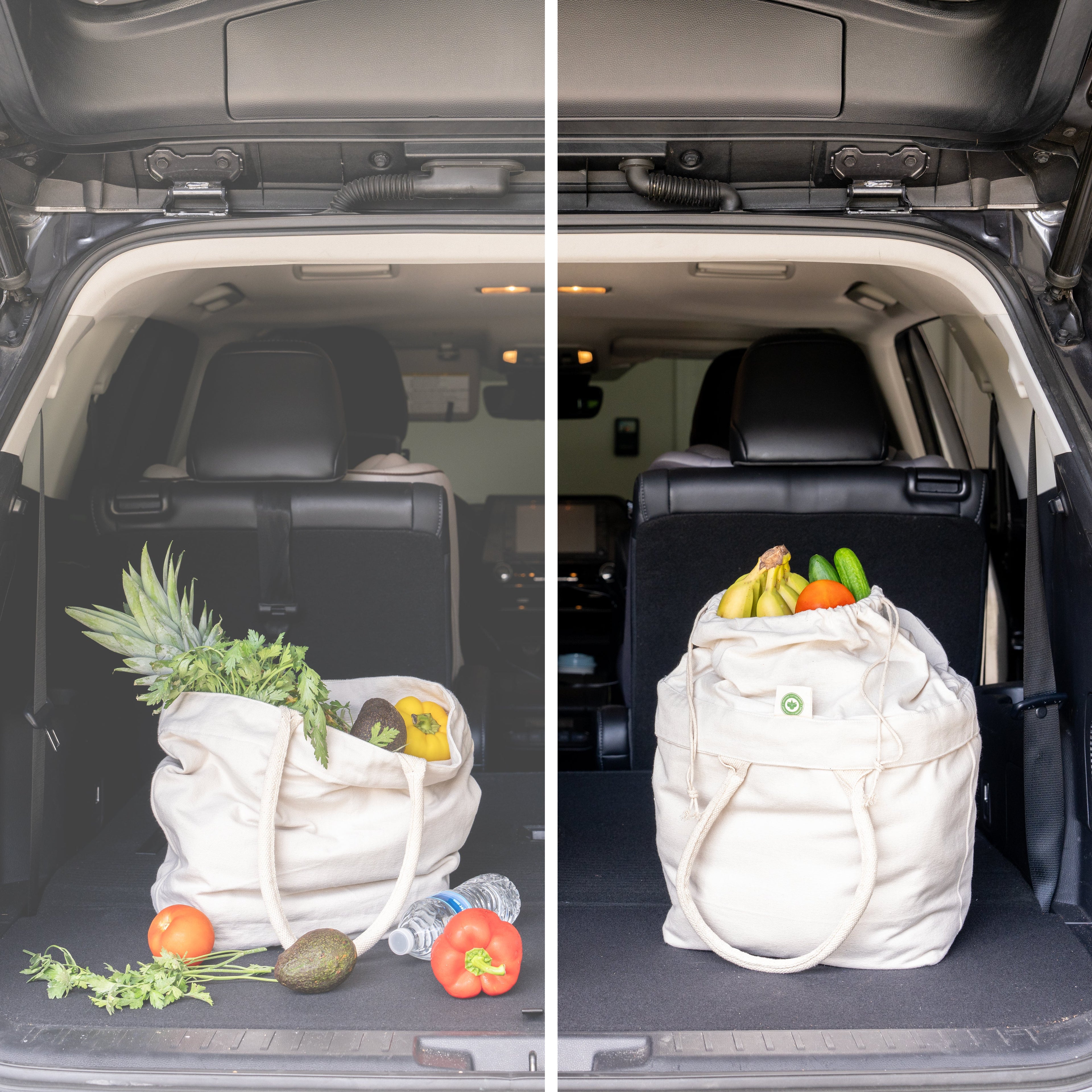 Canvas Grocery Tote with Drawstring — Organic Cotton, 70 lb Capacity