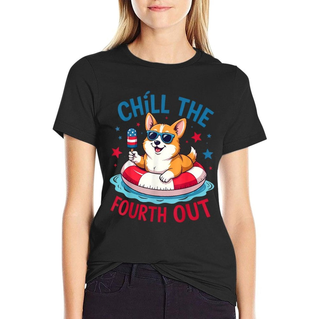 Chill The Fourth Out Cute Corgi Patriotic 4th Of July Comfortable T-Shirt