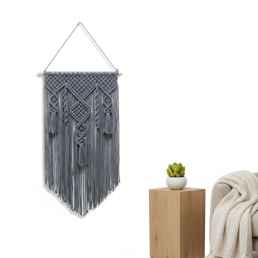 Nordic Macrame Wall Hanging – Cotton Rope Woven Tapestry Boho Home Decor